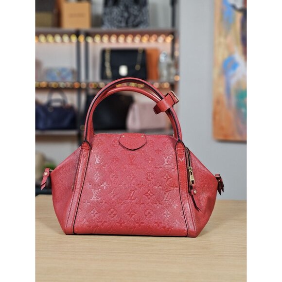 LOUIS VUITTON Authentic Marais MM LV Empreinte Leather Red Handbag Satchel LV - Picture 2 of 16